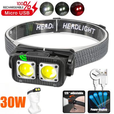 Leistungsstarke LED-Sensor-Stirnlampe Tragbar Typ-C Wiederaufladbare COB-Stirnlampen Eingebauter Akku Kopf-Taschenlampe zum Angeln Camping