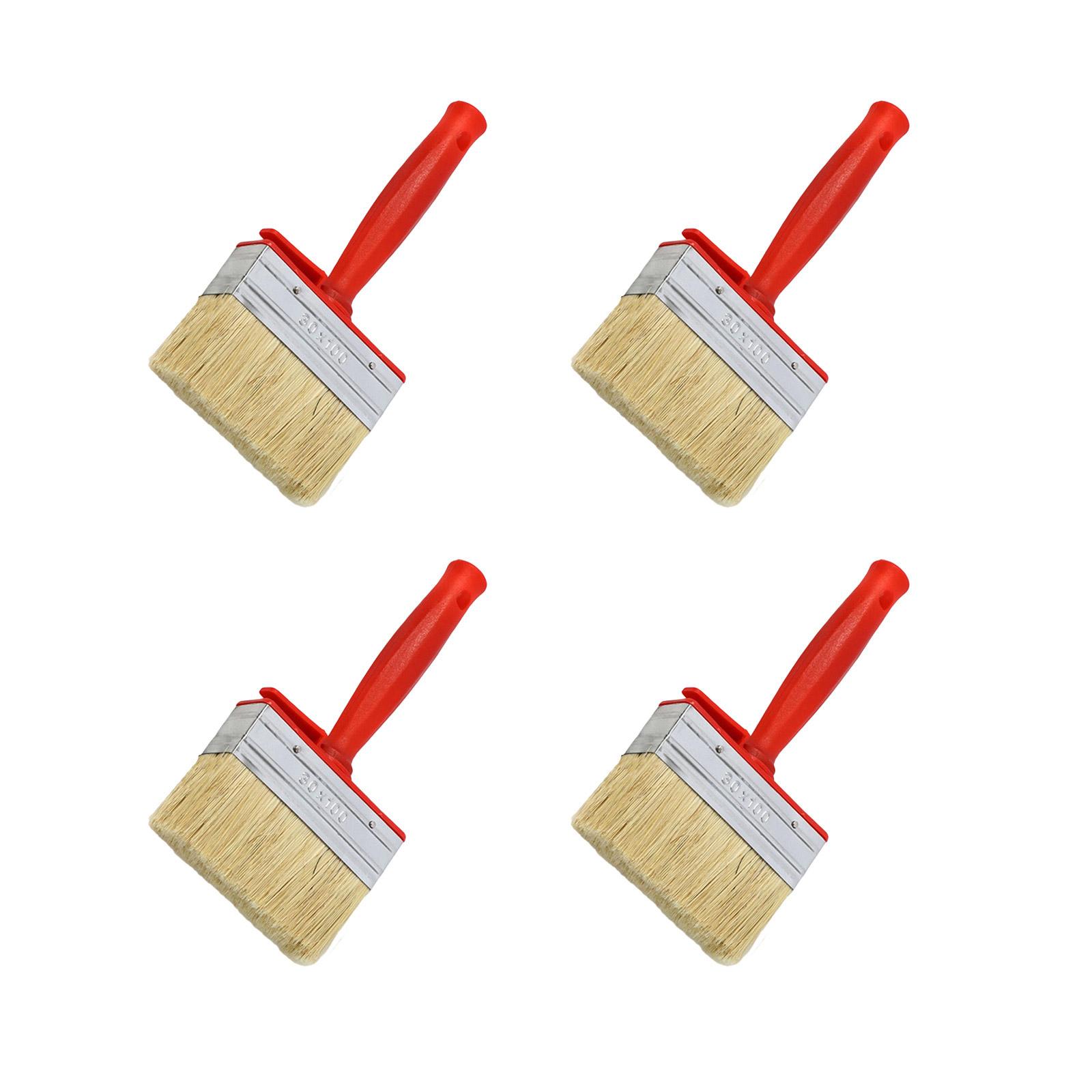 

Набор из 4 профессиональных кистей для стен для покрытий на основе растворителей, морилок, масла для дерева с прочной пластиковой ручкой 100