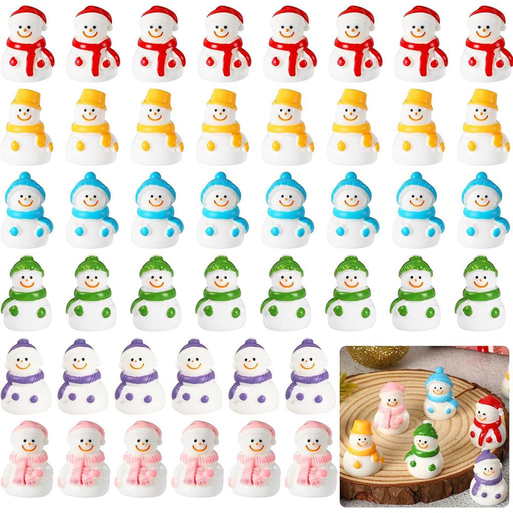 5/10Pcs Mini Resin Snowman Figurines Christmas Xmas Ornaments For Diy Fairy Garden Home Tree Decor Holiday Gift
