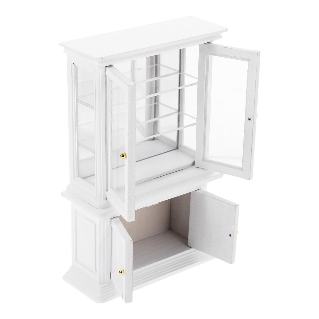 Miniature Cabinet 1:12 Scale Wooden Glass Mini House Cabinet Small Display Decorative Furniture Furniture