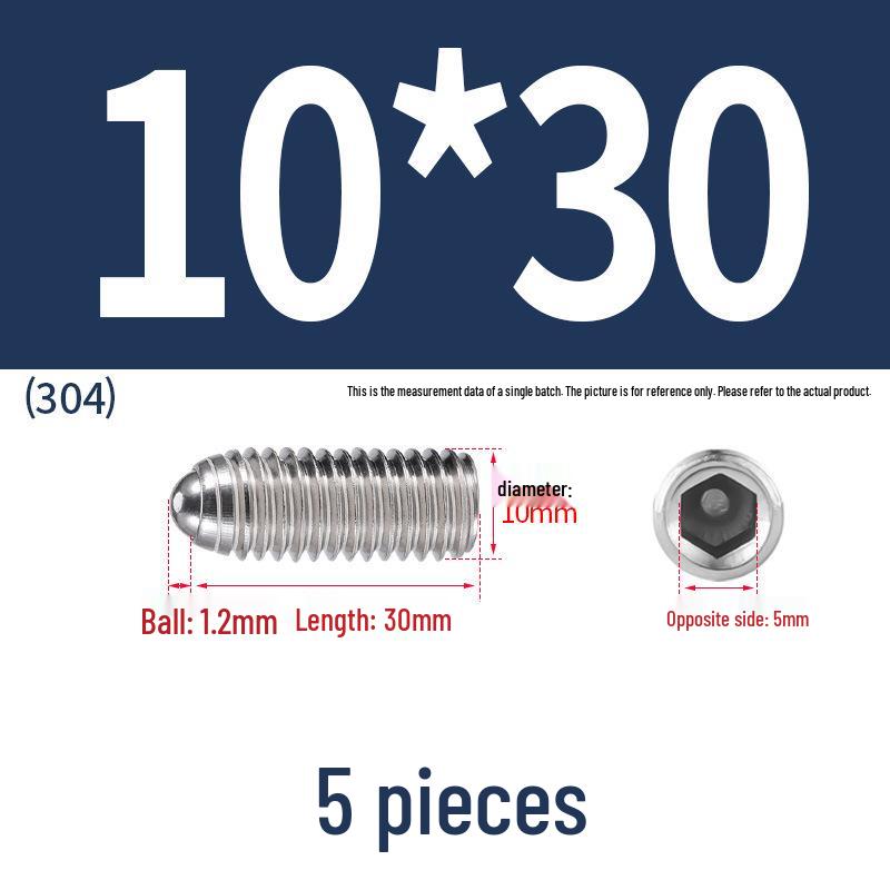 Stainless Steel Ball Plunger Set: M2.5-M16 Ball Screw Positioning Spring Plunger