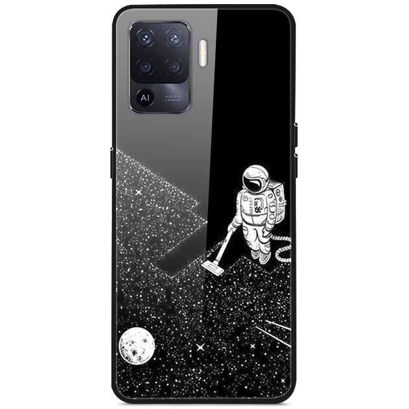 Tempered Glass Case For Oppo Reno5 Lite Hard Back Cover for Oppo Reno 5 Lite Luxury Painted Reno5Lite Funda 6.43'' Shockproof