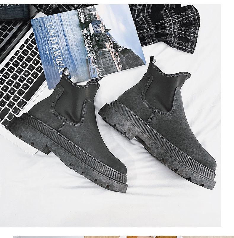 2025 Black Leather Men's High-Top Martin Boots: Trendy British Style Motorcycle Chelsea Boots