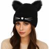 Wool Knitted Pullover Hat Warm Cold Hat Casual Cat Ears Beanies  Winter