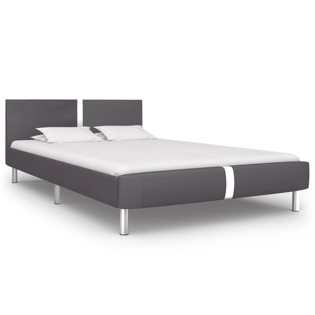 Bed Frame Gray Faux Leather 140 x 200 cm