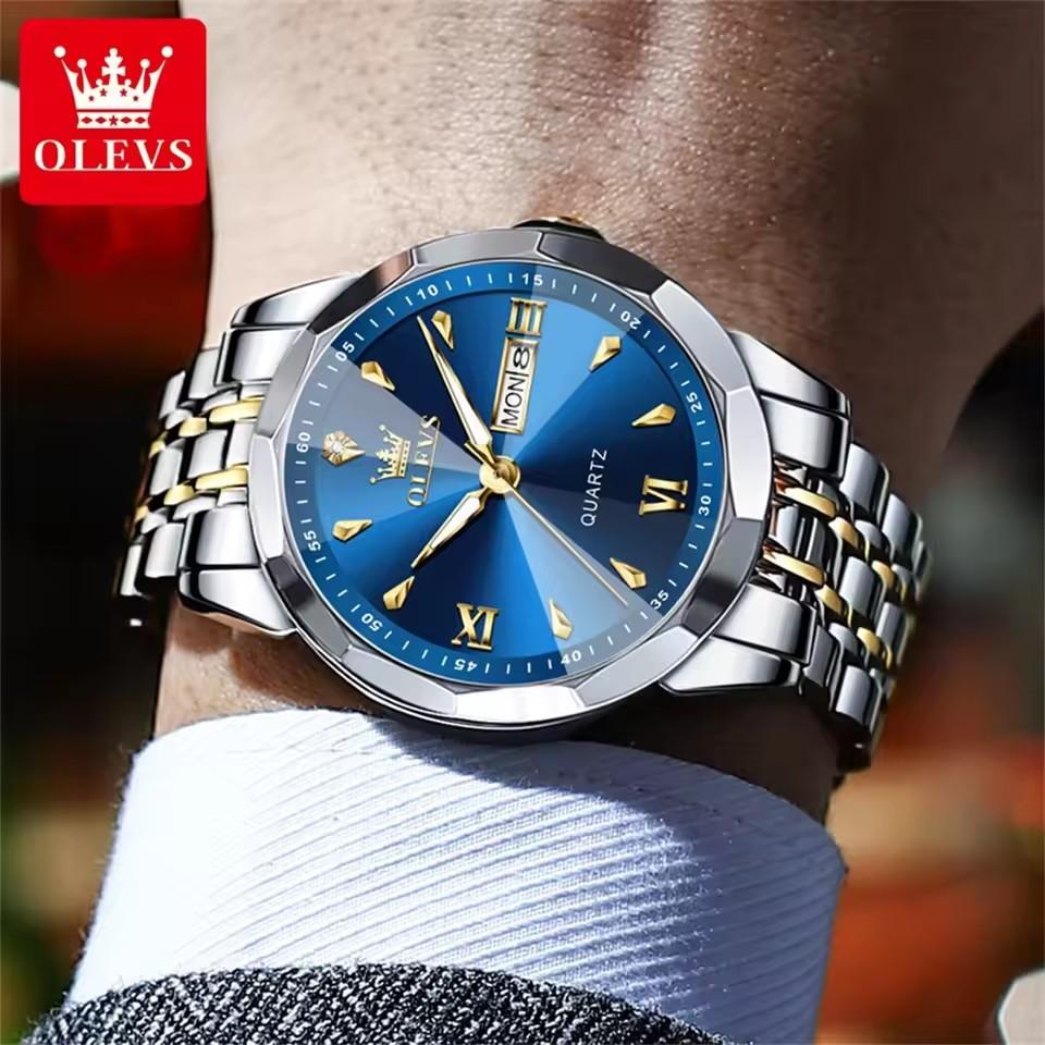 Hot Sale OLEVS 9998 New Quartz Watch for Men Steel Rhombus Design Fashion Business Wristwatch Men's Waterproof Watches 2025