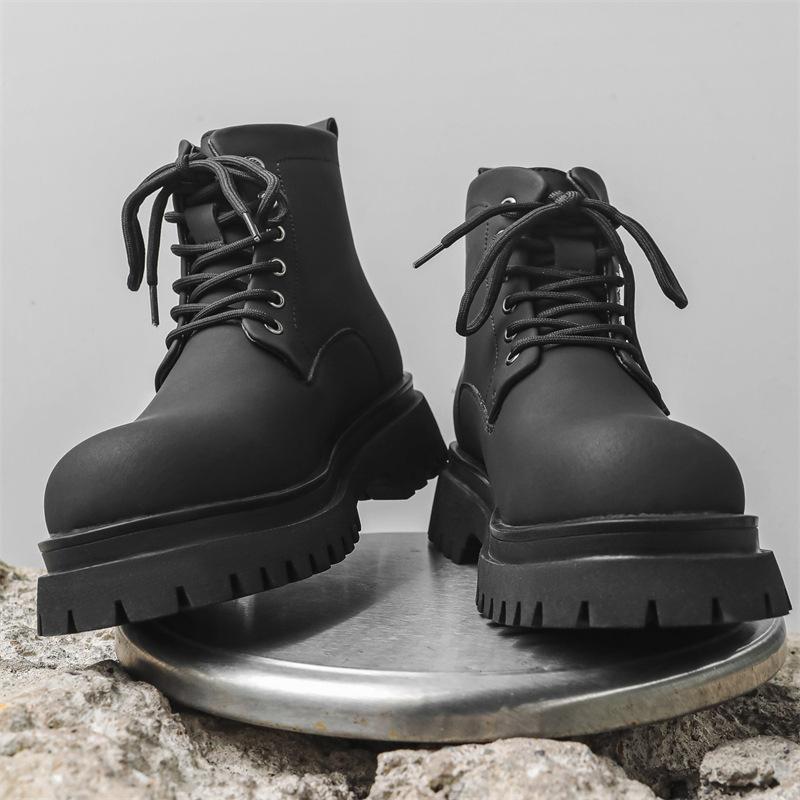 

Ins Internet celebrity super fire Martin boots British style retro fashion black middle help trend versatile Korean version 70033-J 38 чёрный