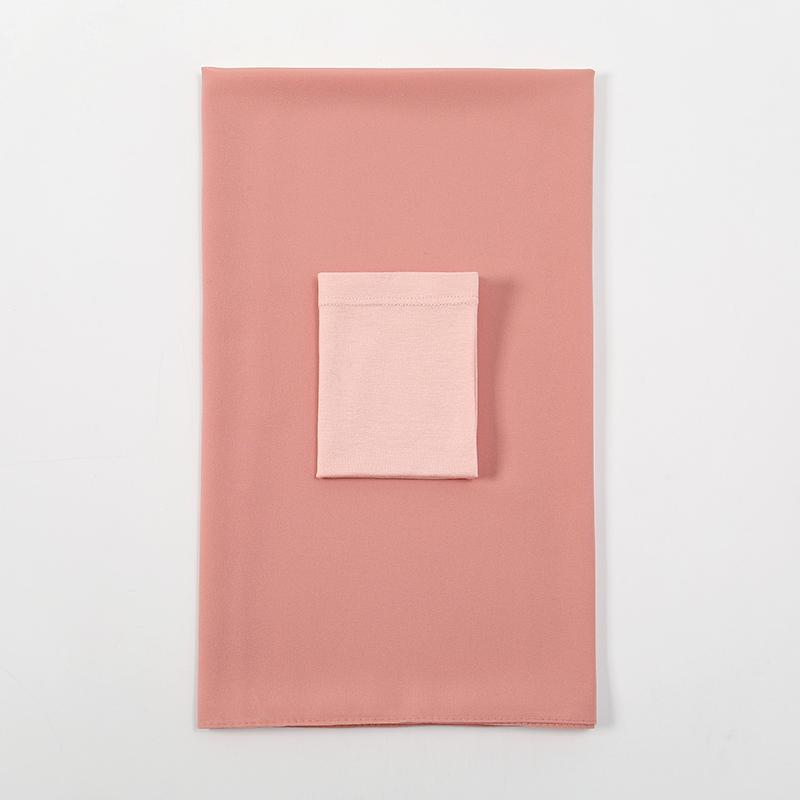 2Pcs Chiffon Hijab With Matching Undercap Set Women Plain Shawl Jersey Inner Modal Caps Muslim Headband Two-Piece Scarf Set