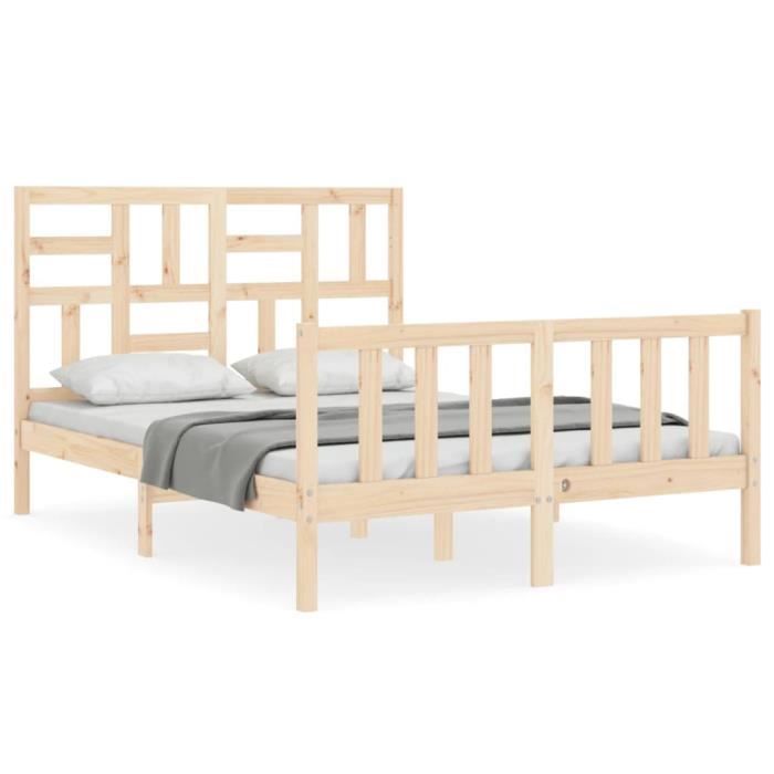 VidaXL Bed Frame with Headboard 120x200 Cm Solid Wood 3193071