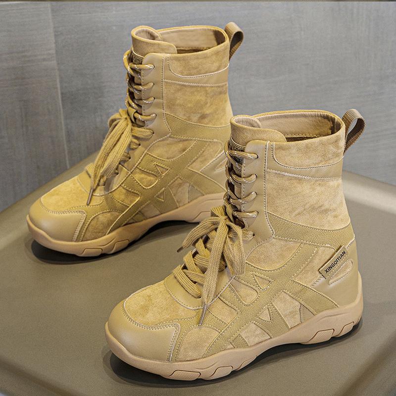 2026 Spring Autumn Shoes Women Genuine Leather Ankle Boots Thick Sole Height Increasing 9cm Ladies Fashion Single Boots