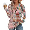 Women's Fashion Casual V-neck Pleated Christmas Long Sleeve Top
