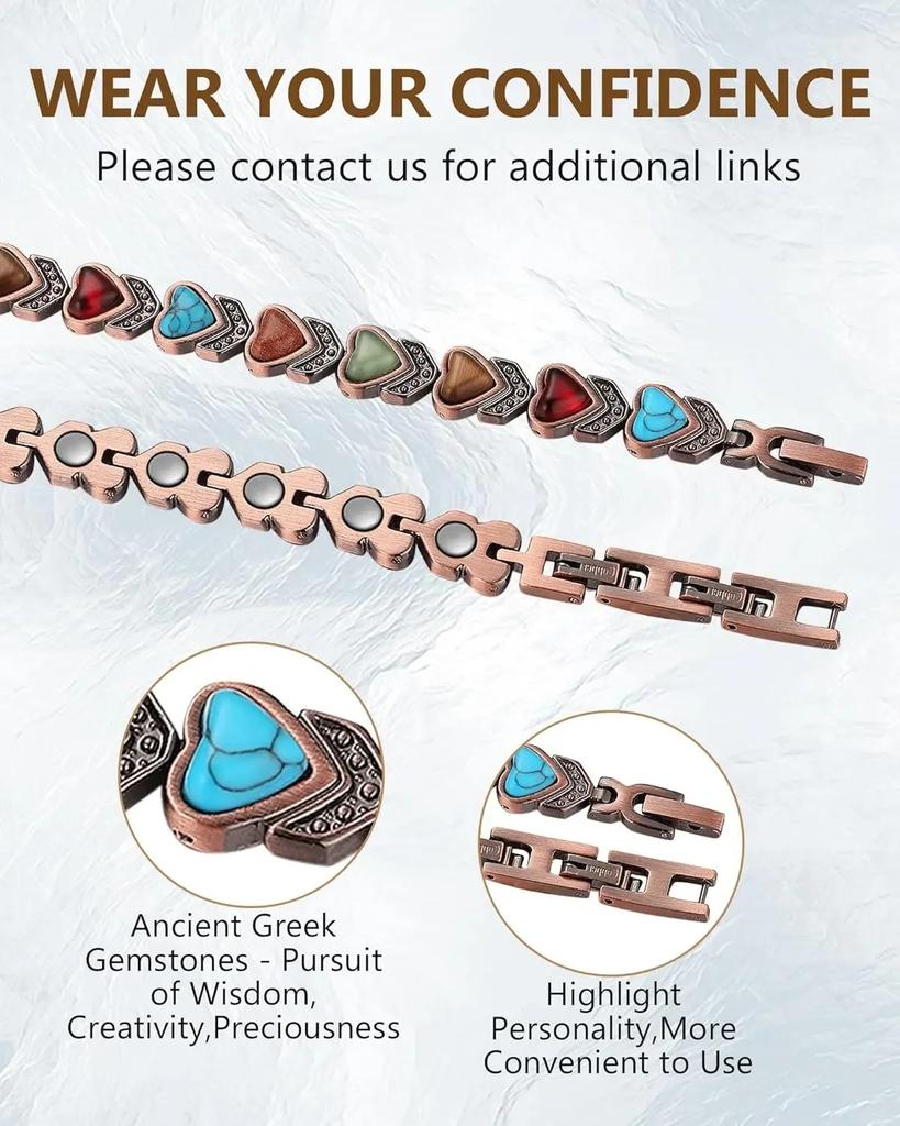 Aeteey Herzförmiges Reines Kupfer Armband für Frauen Magnetisches Armband Schmuck Geschenke