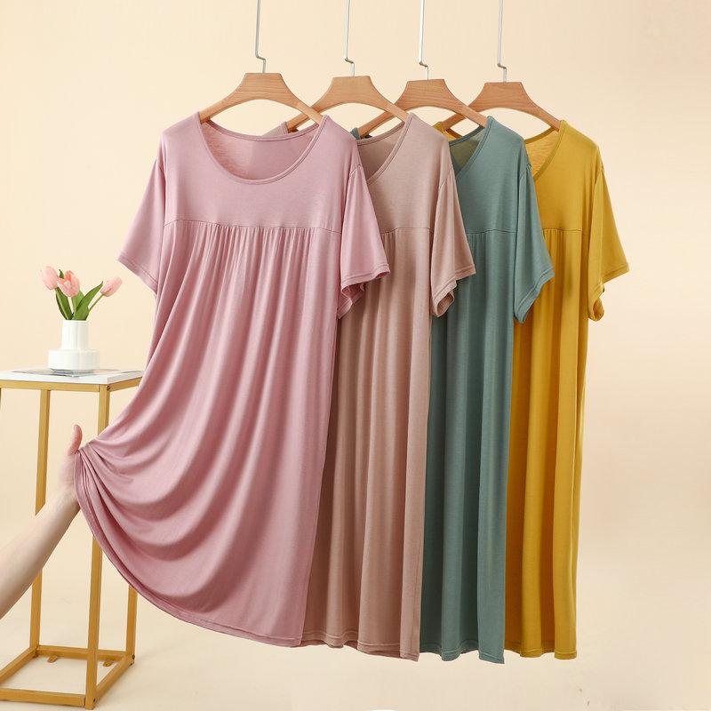 Modal Casual Loose Dress Plus Size Summer Women's Homewear Sleepdress Lightweight Nightgown Comfort Loungewear