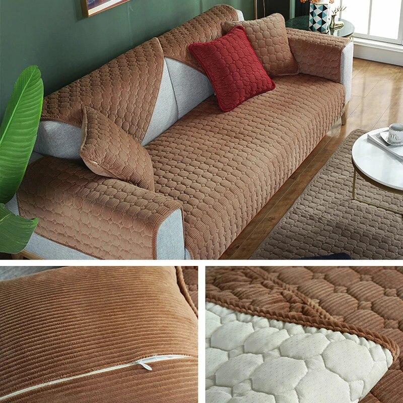 Tjock plysch soffhandduk Europeisk universal sofföverdrag Halkbeständigt sofföverdrag Soffhandduk för dekorkudde i vardagsrummet