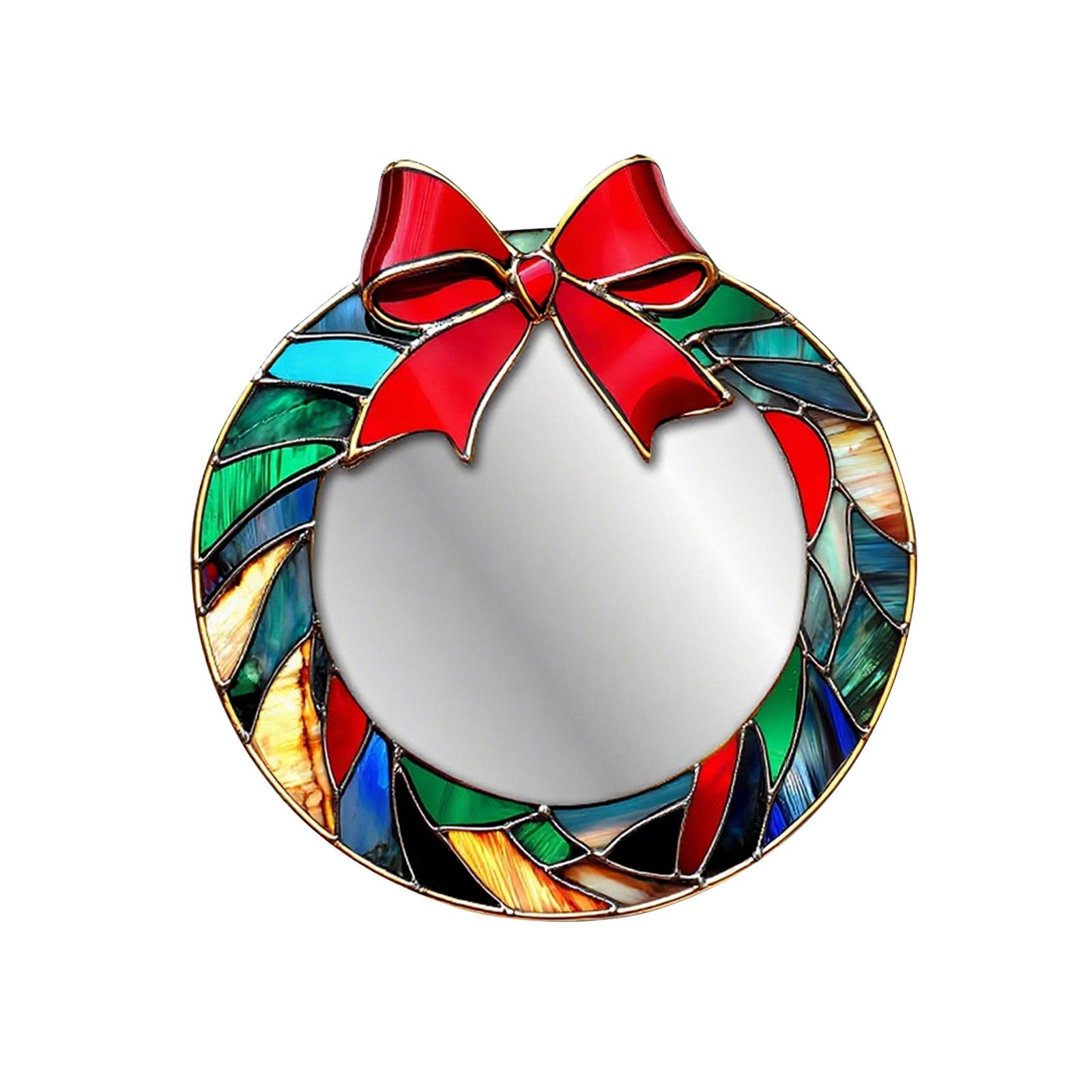 

Рождественские зеркальные декоративные подвески, Настенные украшения-зеркала без отверстий, Светоотражающие декоративные зеркальные наклейки One Size