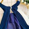 Sexy Backless Halter Neck Dress with Padded Cups for Women Vintage Bohemian Embellished Asymmetrical Elegant Chiffon Midi Dress