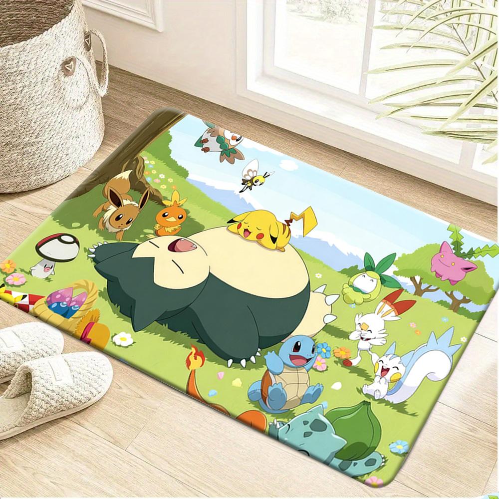 Cute Pokemon Eevee Pikachu and Friends Print Non-slip Doormat, Soft Absorbent Floor Rug for Home Decor