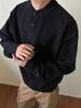 Grauer Henley-Kragen Pullover für Herren: Hochwertige Strickwaren für Frühling/Herbst, Lässiger Schnitt, Saubere Oberbekleidung.