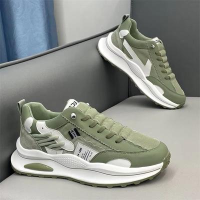 Man Sneakers Sommar Mesh Mockasiner Snörning Läder Sport Fyra säsonger Fritidslöparskor Herr Bekväma Forrest Gump Sko