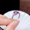 Genuine 925 Sterling Silver Amethyst Jewelry Open Ring For Women Anillos De Bizuteria Wedding Bands Anel Gemstone Females Rings