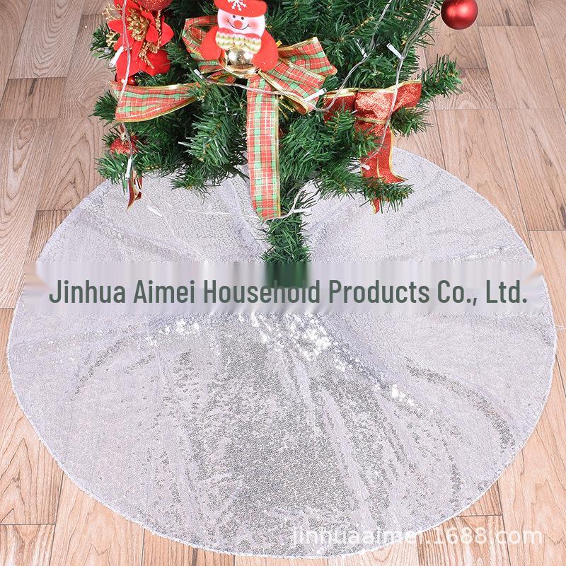 Gold Sequin Christmas Tree Skirt - Single Layer 3D Decoration 90 cm серебряный