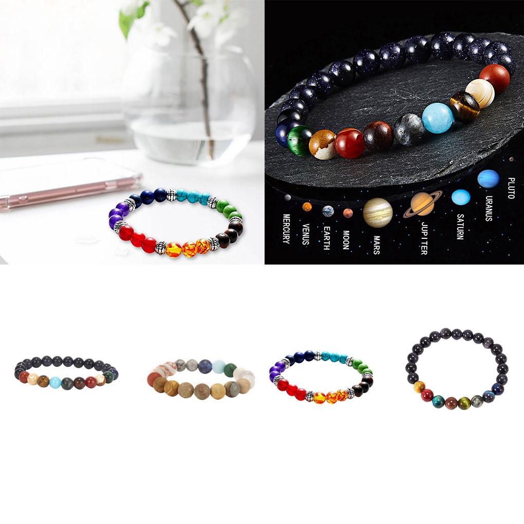 Natural Stone Beads Bracelet Women Men Beads Wristband Bangle Elastic Cord Unisex Bracelet Jewelry BR18Y0533-3