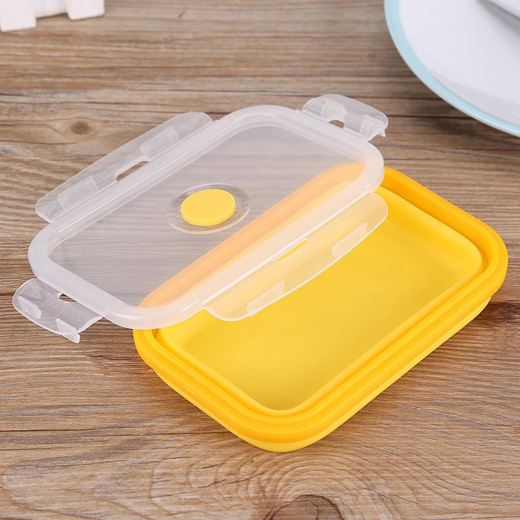 500ml Silicone Collapsible Portable Lunchbox Bowl Folding Food Storage Container Yellow