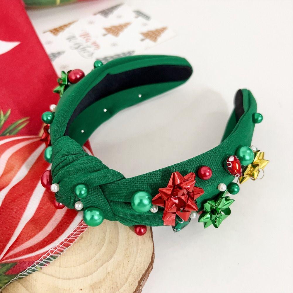 Pearl Christmas Hairband Wide Edge Festive Hair Accessories  Holiday Party Decoration