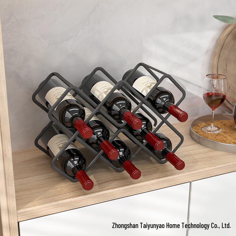 Elegant Checkered Red Wine Rack Ornament for Living Room Cabinet Storage