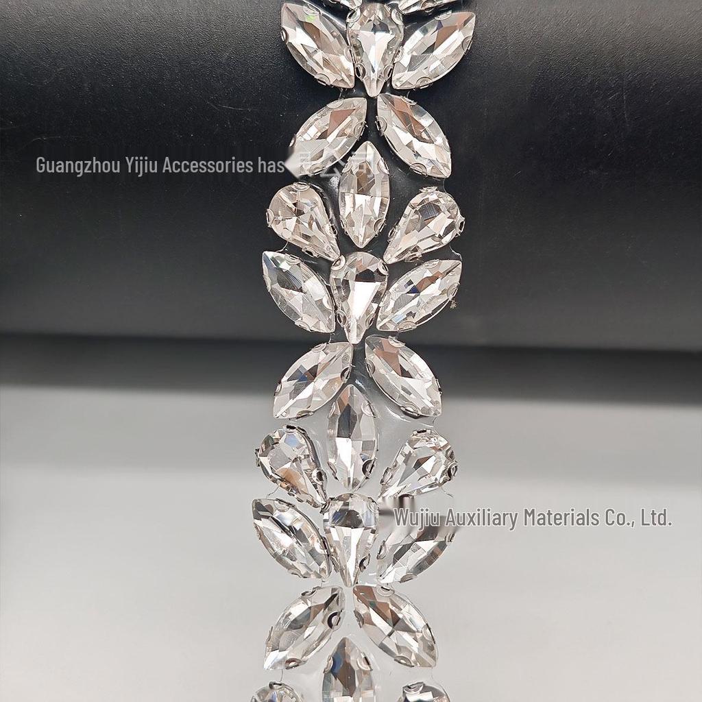 Marquis Rhinestone Hotfix Glue Chain for DIY Shoes, Bags, Belts, Collars, Clothing & Jewelry Accessories