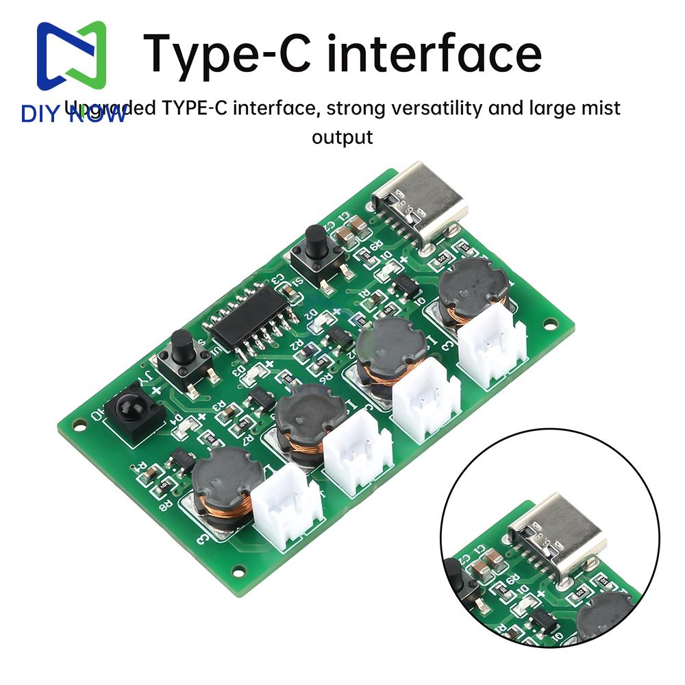 Type-C Humidifier Atomization Electronic DIY Kit RF Infrared Remote Control Four-Spray Humidifier Module Ultrasonic Atomizer PCB