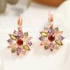 ZAKOL Fashion Flower Zirconia Hoop Earrings Colorful Crystal Earring for Women Party Jewelry Gift