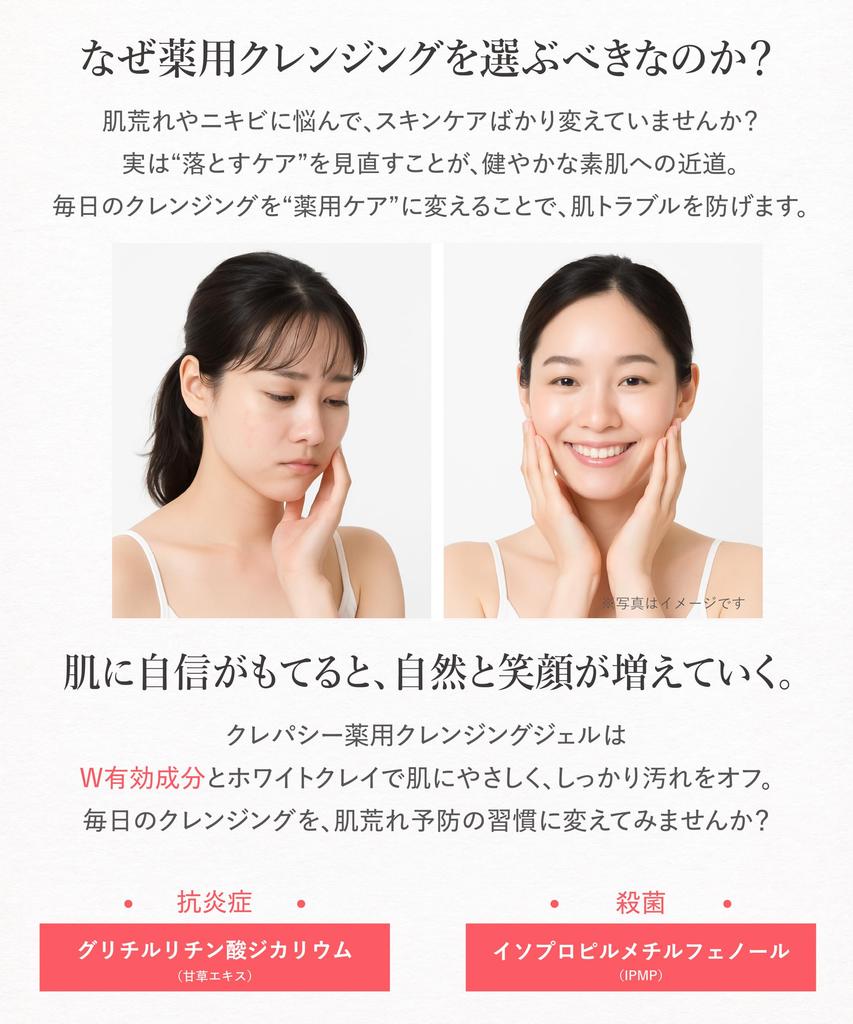 [LDK the Beauty A Rating] Crepasy Additive-Free Medicated Cleansing Gel 300mL  Acne Prevention, Skin Irritation Care, Gentle on Sensitive and Dry