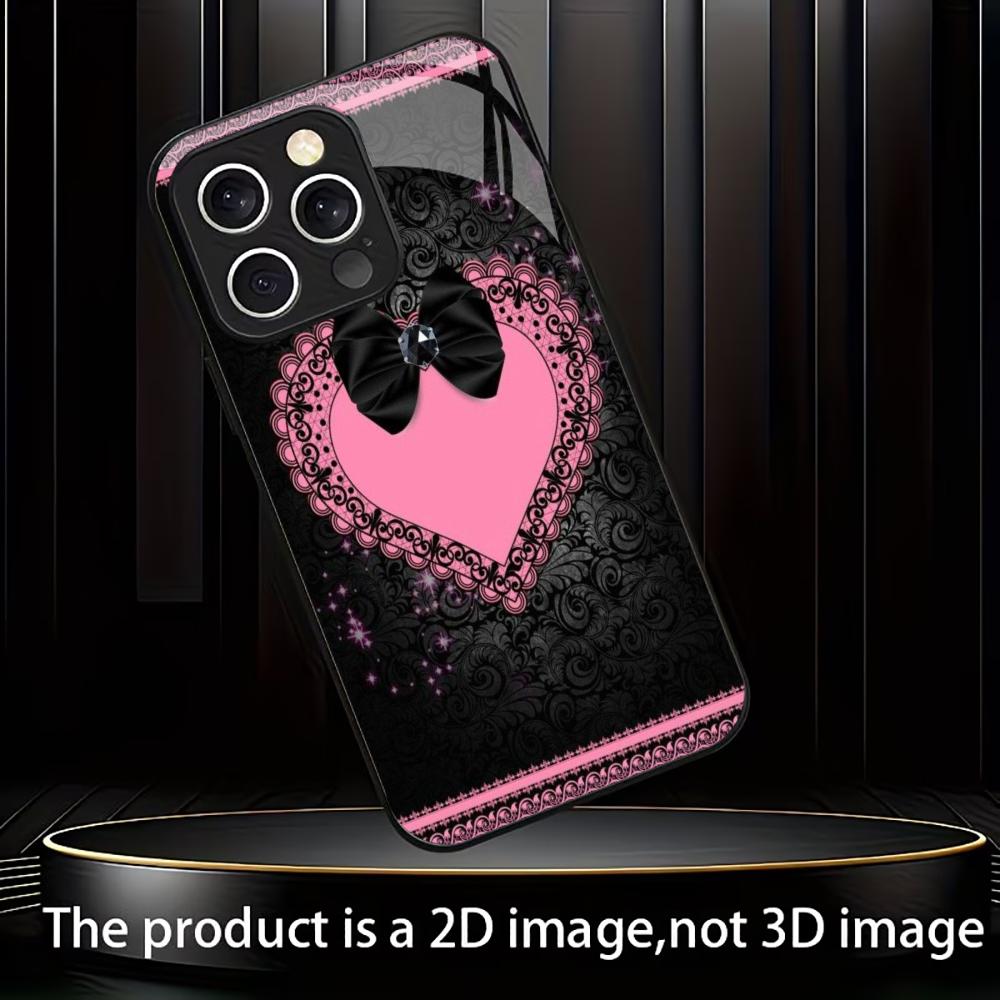 Pink Heart & Black Bow Phone Case Mobile Phones for Iphone 17 Pro Max Cover Glass for iPhone 17 16 15 14 13 12 11pm Pro Plus