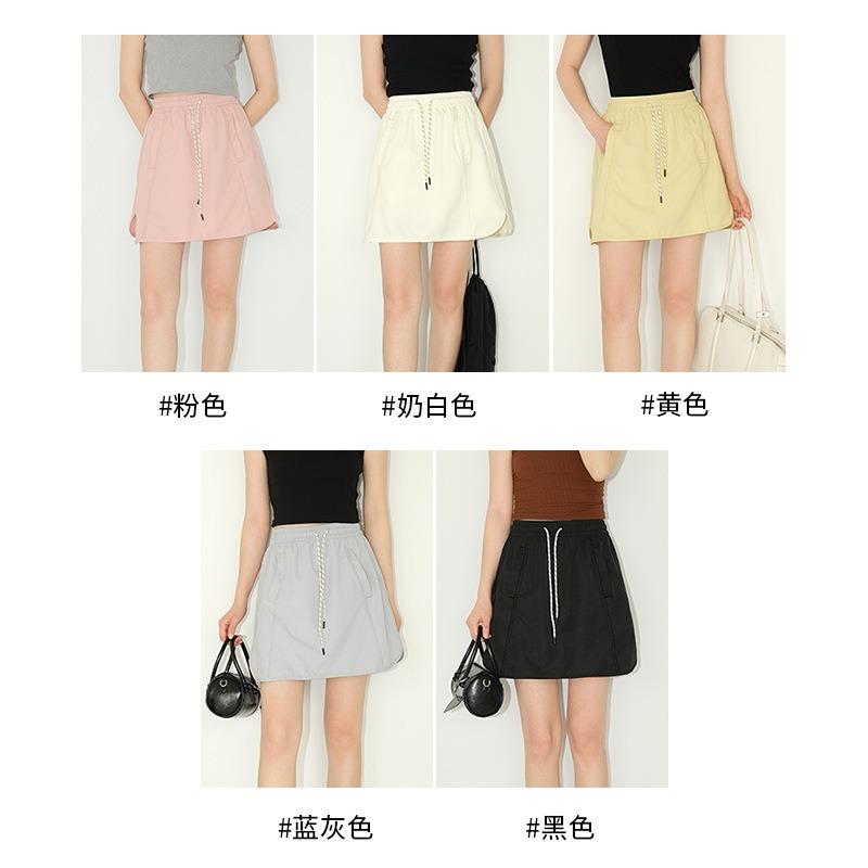 Split-ended sports five-point culottes women's spring and summer new high-waisted casual middle pants loose ice silk wide-leg shorts