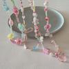 Summer Fashion Dopamine Candy Color Flowers Bow Tie Heart Star Pendant String Beads Necklace for Women Cute Collar Chain Jewelry