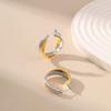Two Tone Gold Silver Spliced Cross Circle Fashion Neutral Earrings