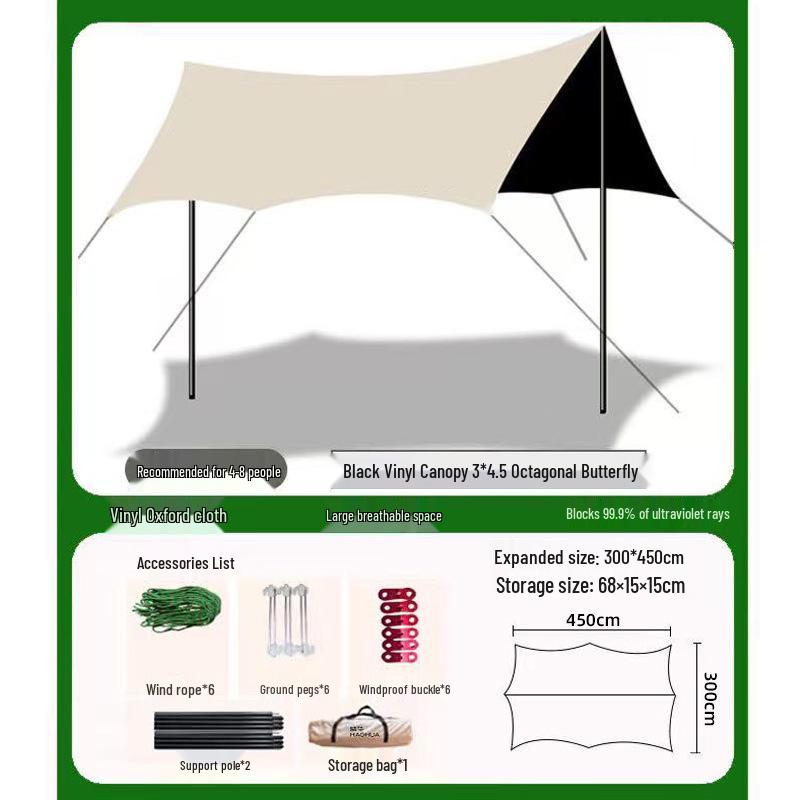 Vinyl Outdoor Canopy Tent: Rainproof and Windproof Camping Picnic Sunshade