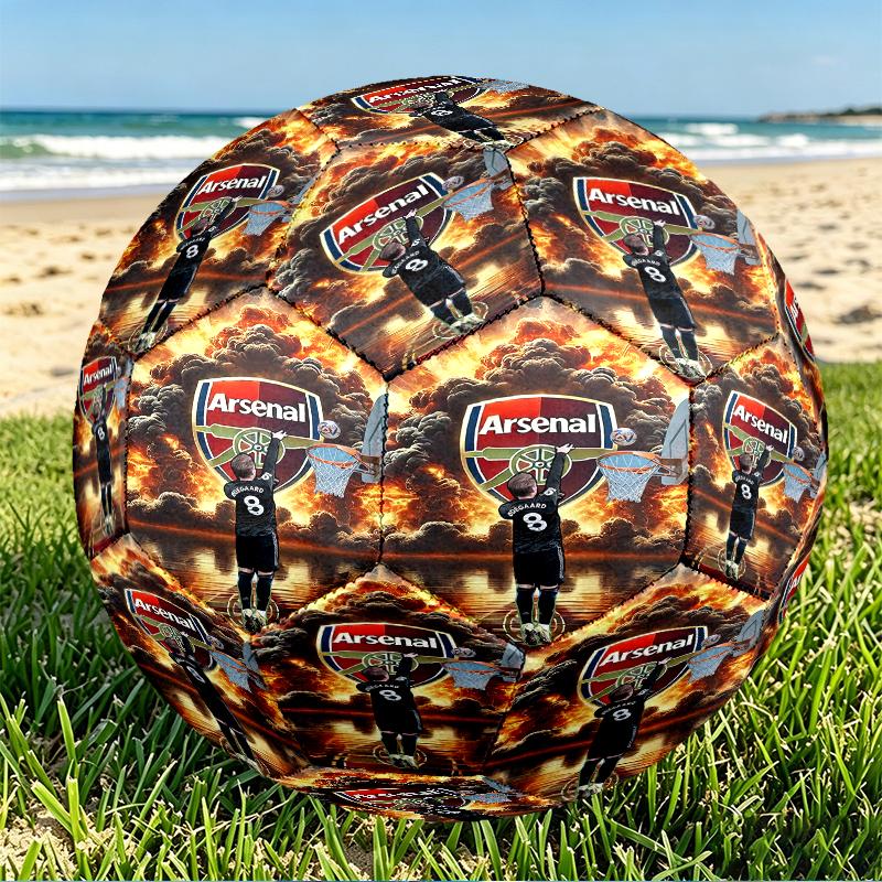 football team F.C Print Size 5 Soccer Ball, PU Wear Resistant Football for Match Training and Daily Practice, Birthday Gift for Soccer Fans