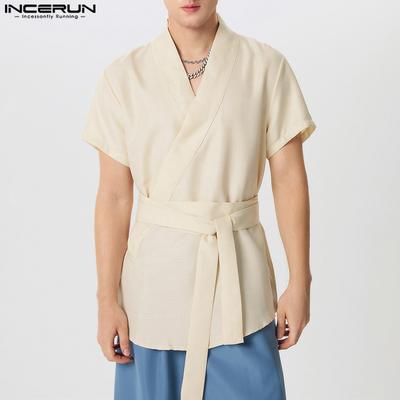 Men Front Cross Tops Bandage Sleeveless Casual Loose Tanks Vest