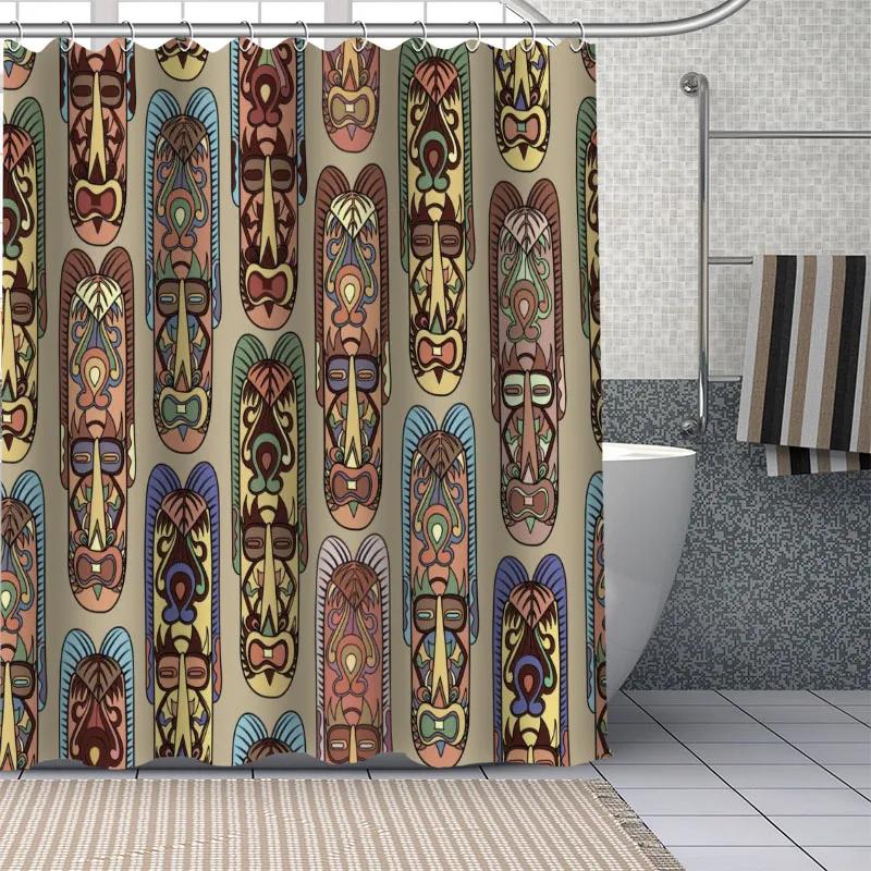 African Ethnic Flower Pattern Shower Curtains Geometry Bathroom Curtain Fabric Waterproof Polyester For Bathtub Decor With Hooks