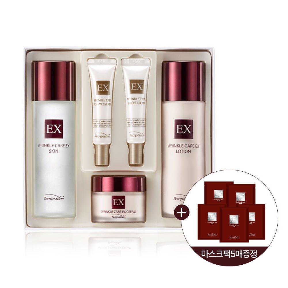 

Temptation Wrinkle Care EX Basic Set Skin: 130ml/Lotion 130ml/Eye Cream 15mlx2ea/Cream 50ml + 5 mask packs provided