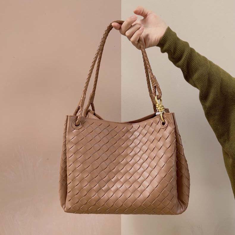 Borsa a tote in pelle a paracadute da donna intrecciata a mano a spalla a tracolla borsa cesto vegetale grande pendolare tendenza