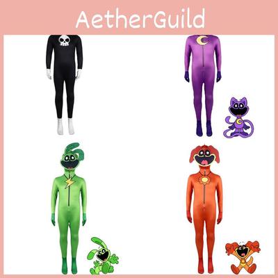 Poppy Playtime Halloween Jumpsuit Cosplay Kostüm Milchseide Polyester Für Kinder Rollenspiel