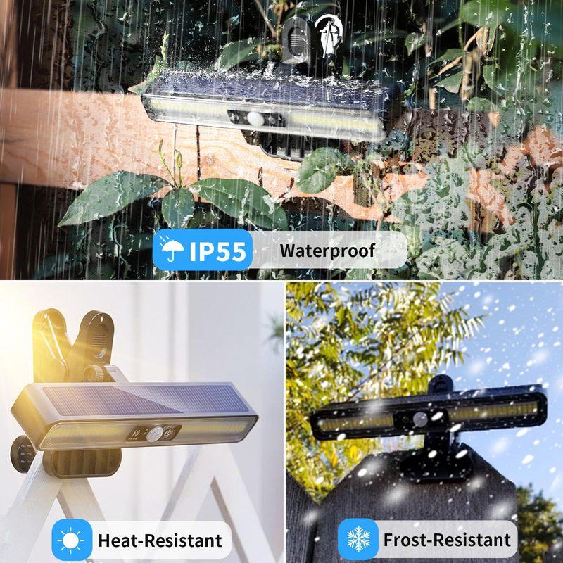 Clip On Solar Lights Outdoor Waterproof Garden Fence Street Lights Motion Sensor Portable Solar Powered Security Wall Light