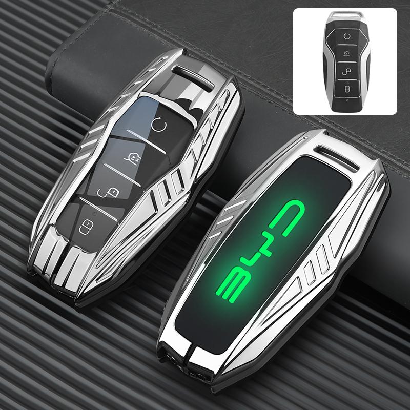 Car Zinc Alloy Leather Key Case Cover For BYD Atto 3 Han EV Dolphin Lied Tang Dm Qin PLUS Song Pro MAX Yuan Keychain Accessories