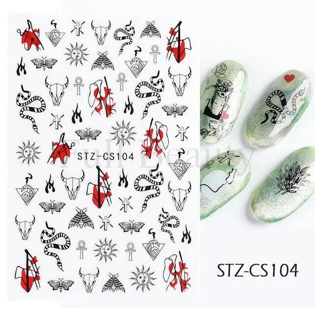 3D Nail Stickers Flowers Pink Purple Blossom Florals Leaves Decals Nail Art Adhesive Sliders Charms Manicure Decorations TRCA769