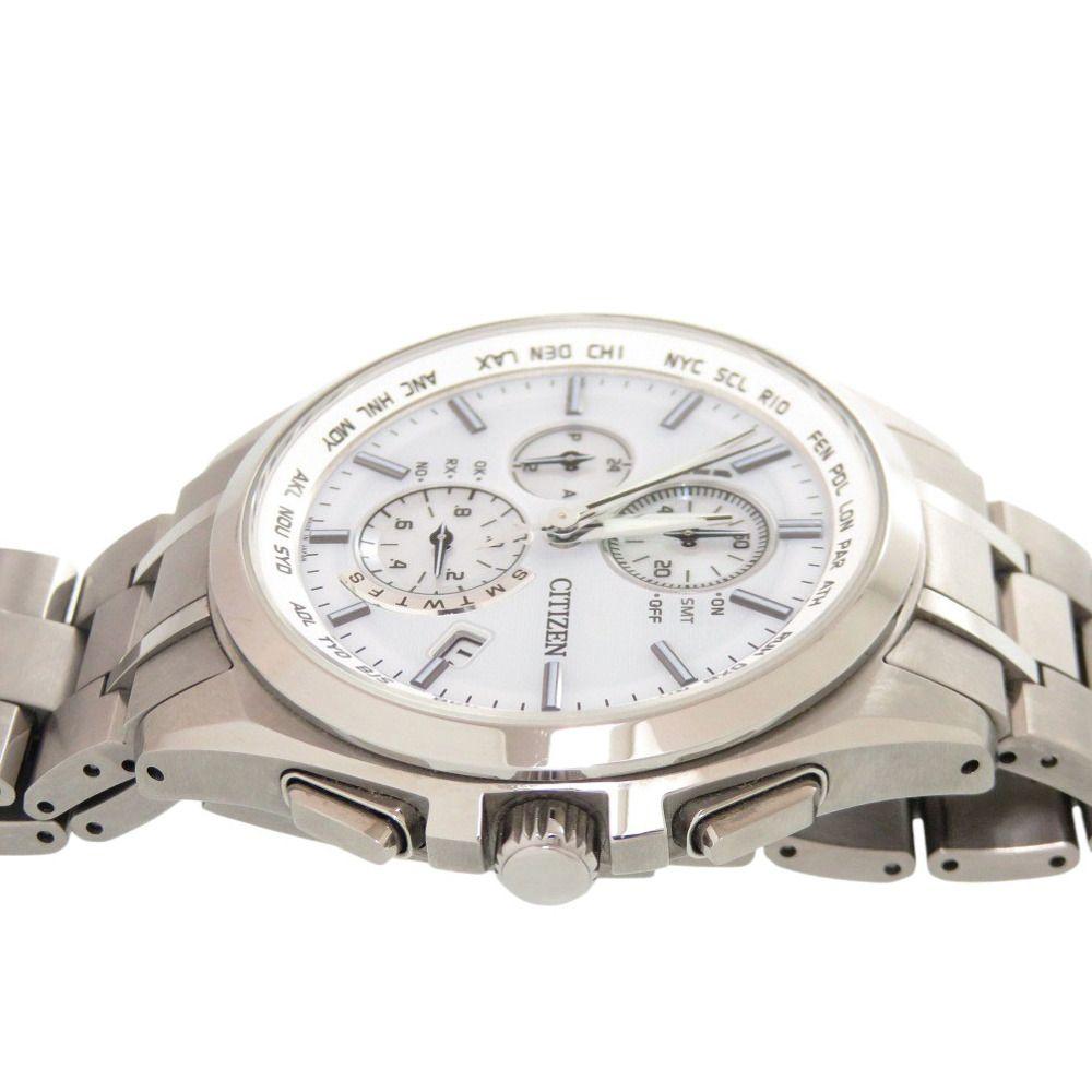 Used Good Condition Citizen Atessa H804-T018696 Titanium Light Blue Solar Radio Eco Drive Watch 0539 CITIZEN