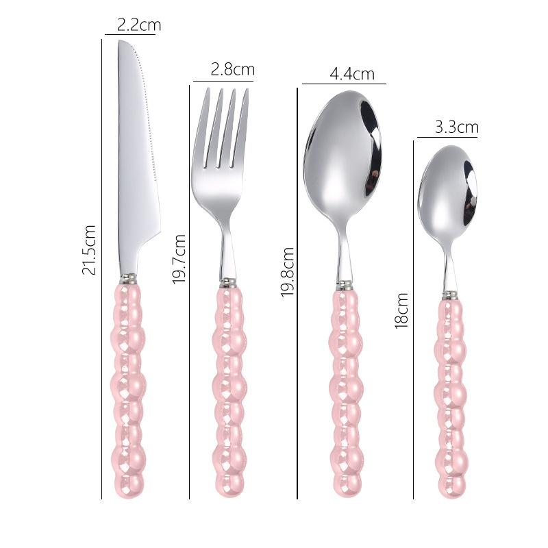 4Pcs Fashion Pearl Handle Cutlery Set Creativity Stainless Steel Knife Fork Western Steak Tableware  Table Decor Gifts