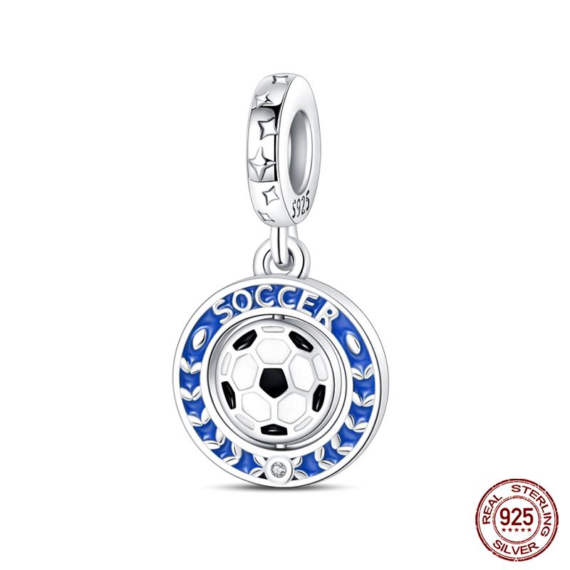 100% Copper I Love Soccer Series Lucky Football Trophy Charms Beads Fit Qikaola Original Bracelets Fine Diy Jewelry
